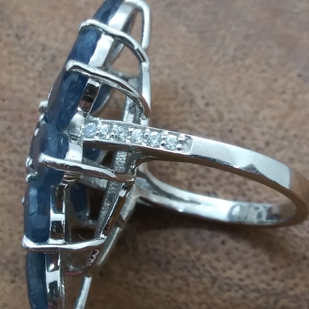 Genuine Raw Sapphire 8.45ct Cocktail Ring Sz 5 - Picture 9 of 13